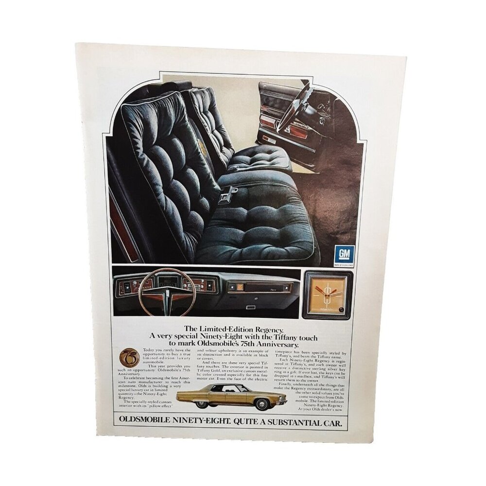 1972 Oldsmobile Ninety Eight Regency Car Original Print Ad vintage 70s